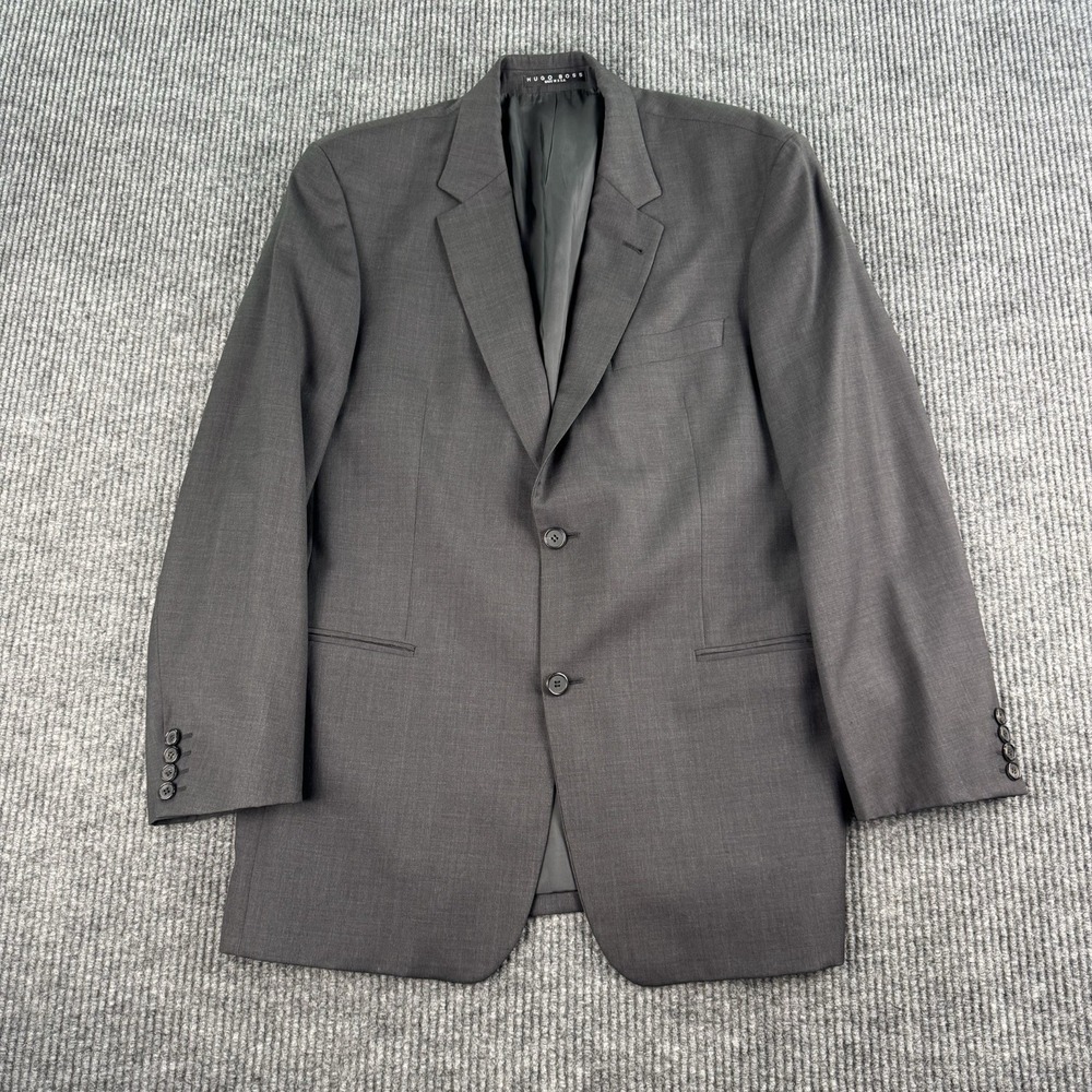 Hugo Boss Suit Jacket 44R Blue Wool Striped Edison1/Power Luxury Designer FLAW *